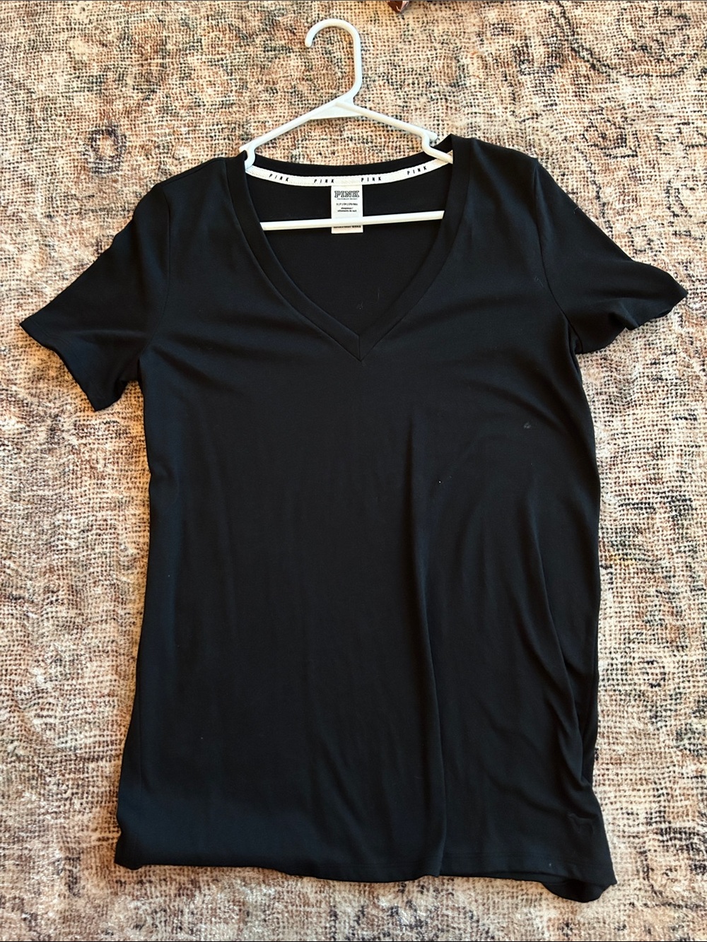 Black “pink” V-Neck Women's Top - Classic Short Sleeve